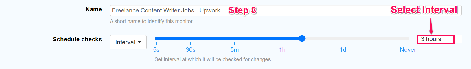 Set desired interval