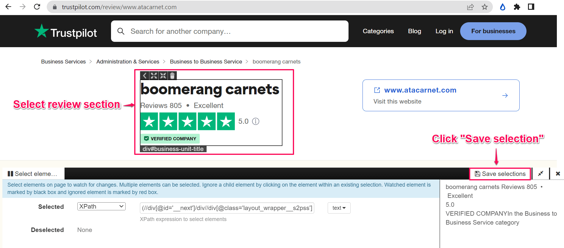 Select element to monitor