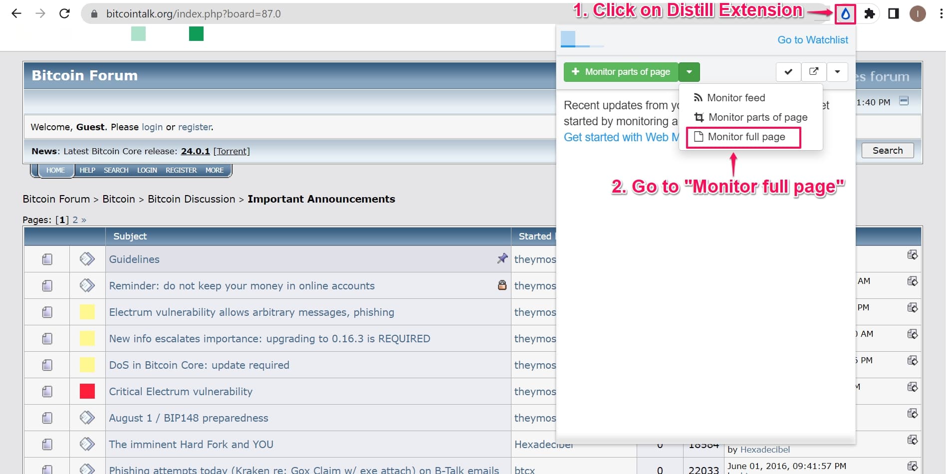 Set up Distill monitor on forum