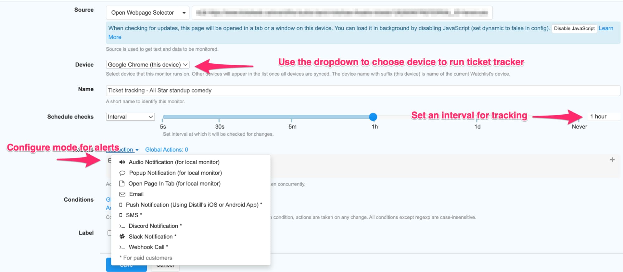 Configure availability notifications for event tickets