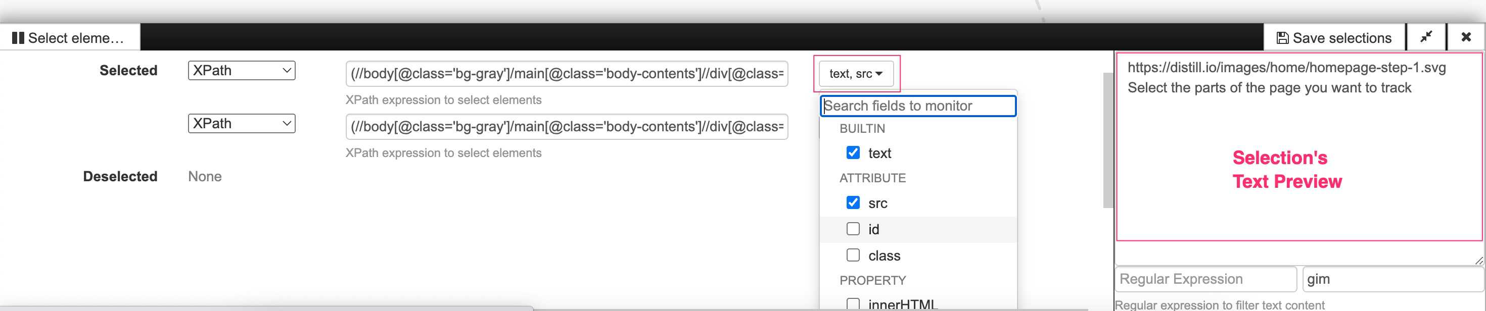 attribute and property value monitoring